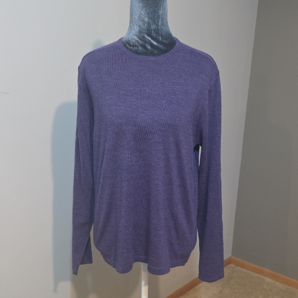 DKNY 100% Wool Purple Crew Neck Sweater | Size M | Luxury Knit |‎ Long Sleeve